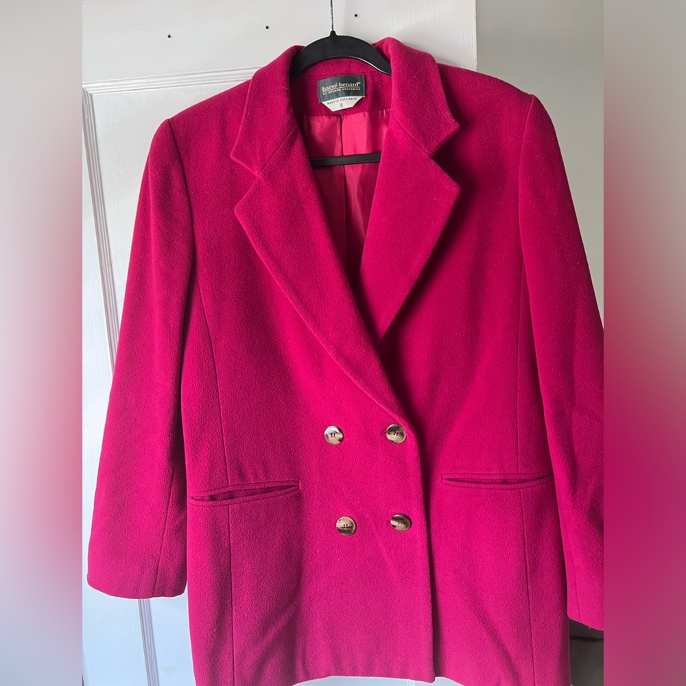 Vintage Harvé Benard Pink Wool/Cashmere Double Breasted Coat fits 8-12